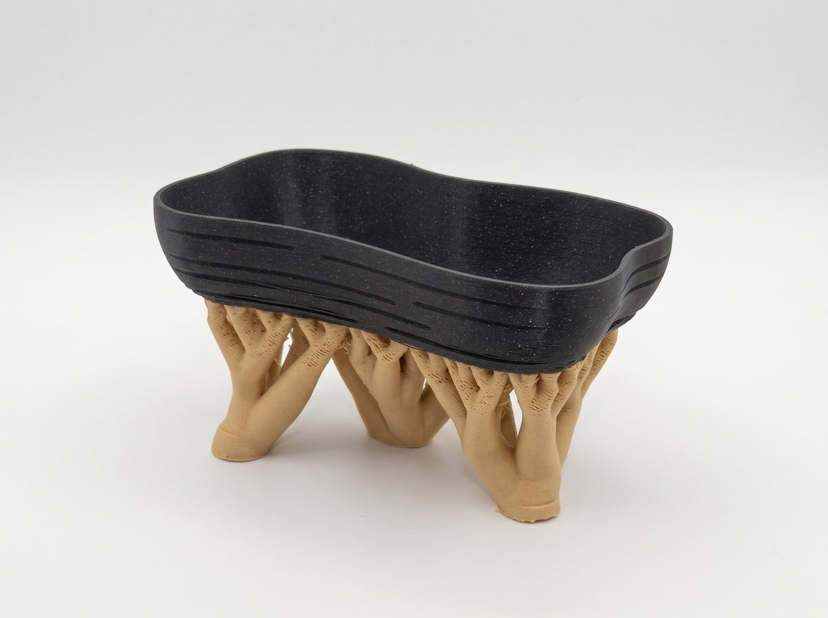 Organic Form Decorative Tray with Branch-Inspired Base