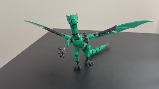 Green Dragon Figure with Rotatable Joints